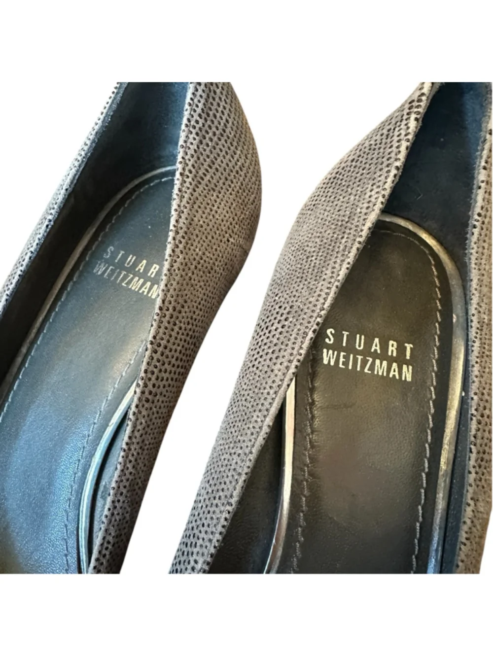 Stuart Weitzman Gray Textured Pointed Toe Pumps Size 9